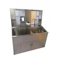 不锈钢洗手池供应室两人位脚踏式器械池鹅颈式龙头刷手器配件