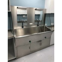 不锈钢洗手池两人位脚踏式器械池鹅颈式龙头刷手器配件